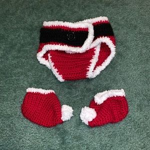 Santa baby diaper cover and socks